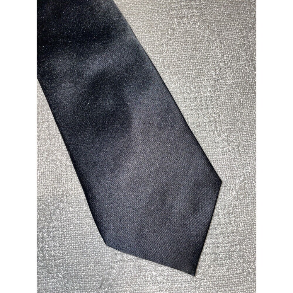 Stacy Adams Men’s Dress Tie Size 57” 4” Solid Black Polyester Business Formal